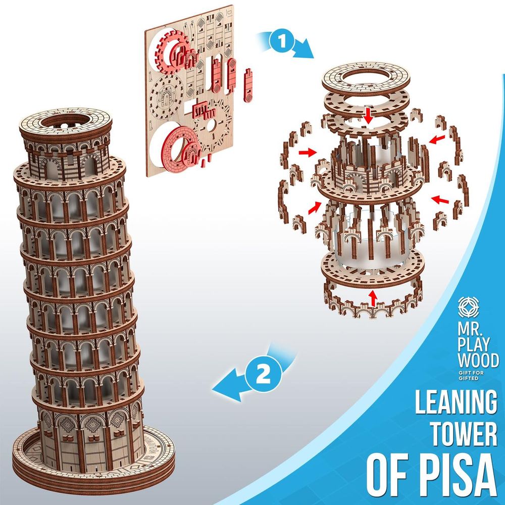 Фото, купить Пізанська вежа механічна дерев'яна 3D-модель, цена 730 грн