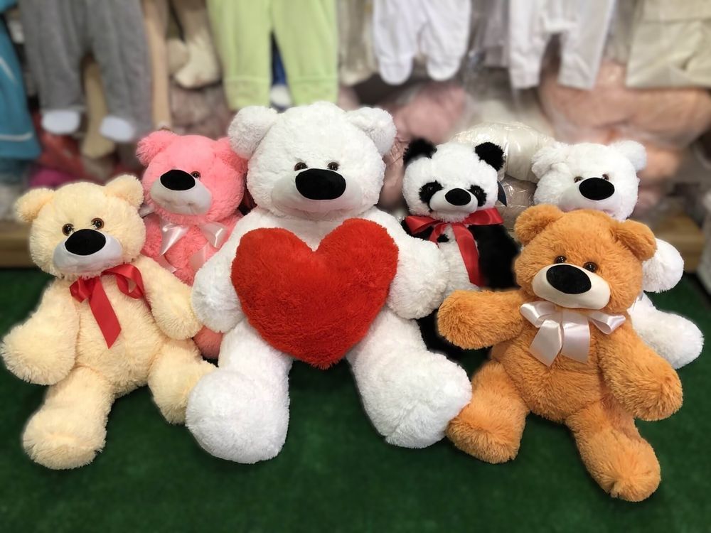 М'яка іграшка Білий Ведмедик із Серцем I Love you 100 см, М'які іграшки ВЕДМЕДІ, від 61 см до 100 см