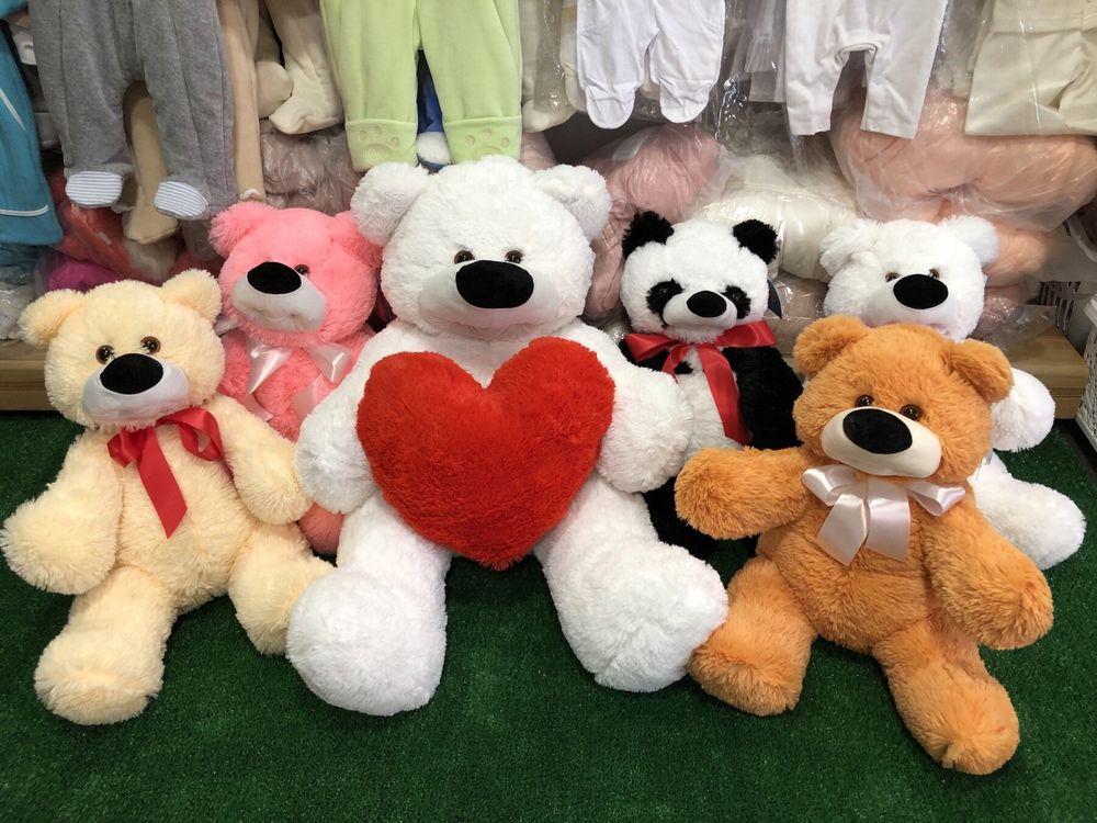 М'яка іграшка Білий Ведмедик із Серцем I Love you 100 см, Білий, М'які іграшки ВЕДМЕДІ, від 61 см до 100 см