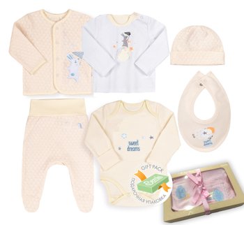 Фото Комплект одежды для новорожденного в роддом Привет Зайка молочный, купить по лучшей цене 898 грн