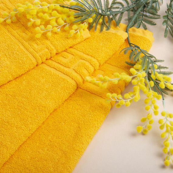 Махровое полотенце Версаче 50 х 85 желтое, Жёлтый, 50х85