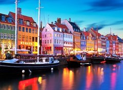 Картина стразами на подрамнику с принт рамою Новая Гавань Копенгаген