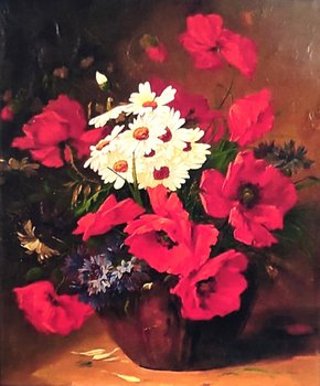 Картина стразами за номерами Ваза з польовими квітами з підрамником розмір 40х50 см