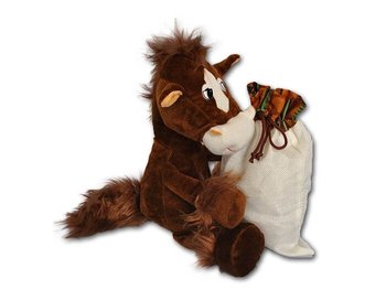 Игрушка Конь Лакомка с мешком для конфет, Коричневый, Мягкие игрушки ЛОШАДКИ, до 60 см