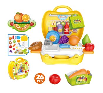 Фото, купить Набор игрушечный с фруктами в чемодане, 26 элементов, цена 322 грн