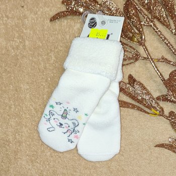 Детские махровые носки Единорог молочные, 12-18 месяцев (р.21-23), Махра