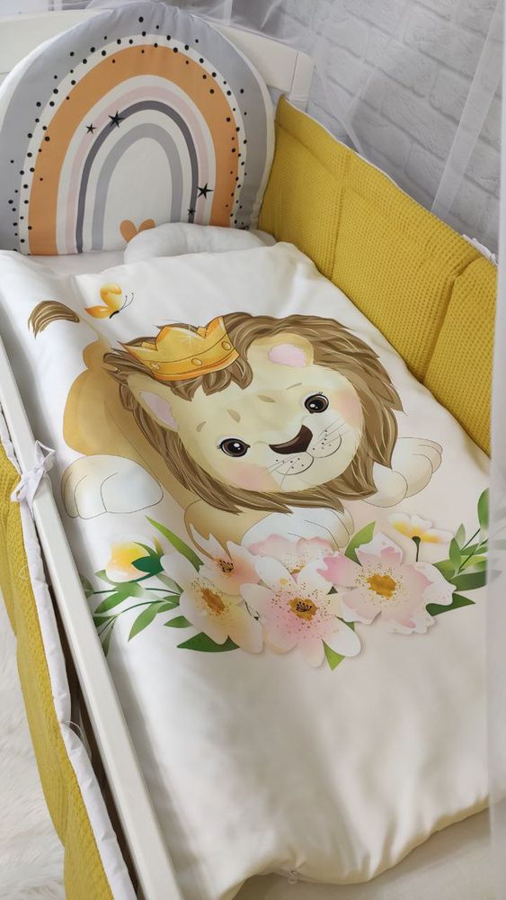 Комплект в детскую кроватку с балдахином Лвенок, с балдахином