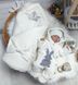 Вязаный комбинезон с шапкой Зайчик для новорожденных молочный