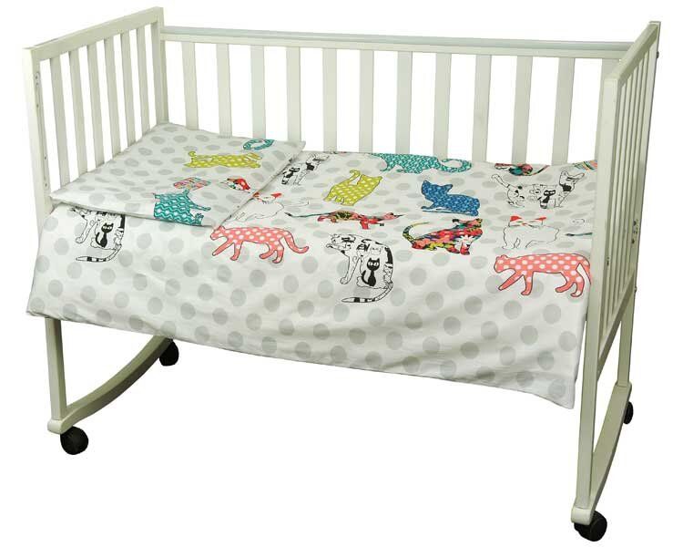 Сатиновый постельный комплект КОТИКИ для новорожденных фото, цена, описание