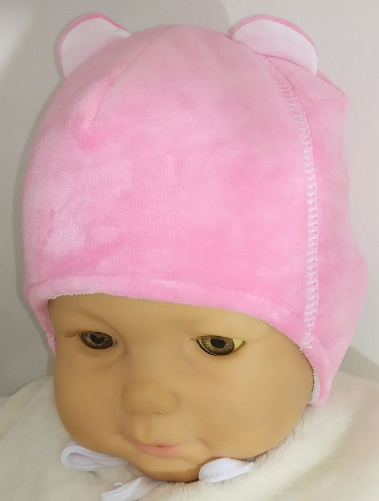 Тепла шапочка на синтепоні з бавовняною підкладкою для новонароджених Baby біла