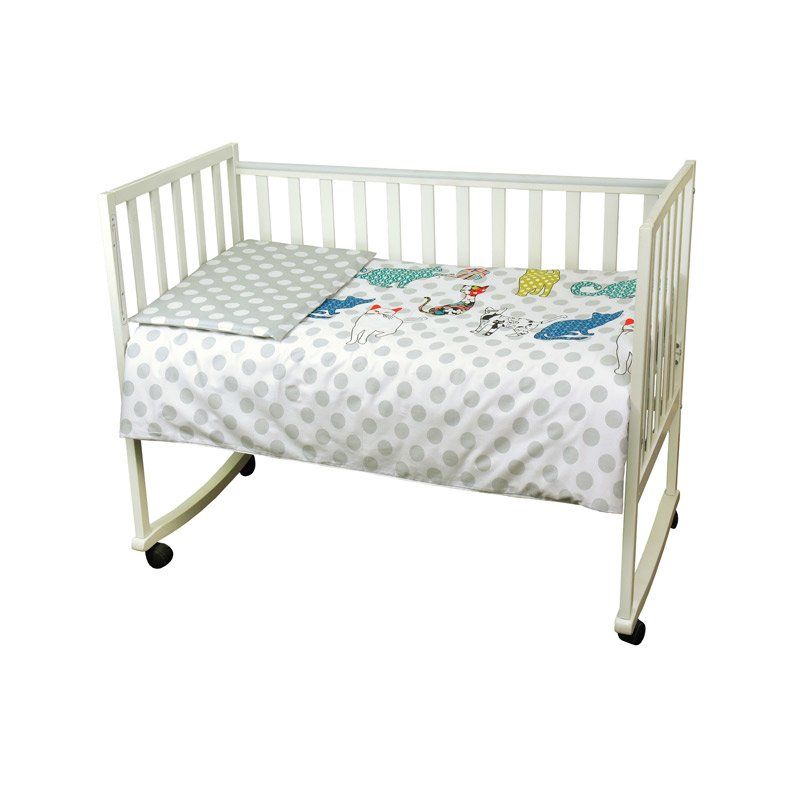 Сатиновый постельный комплект КОТИКИ для новорожденных фото, цена, описание