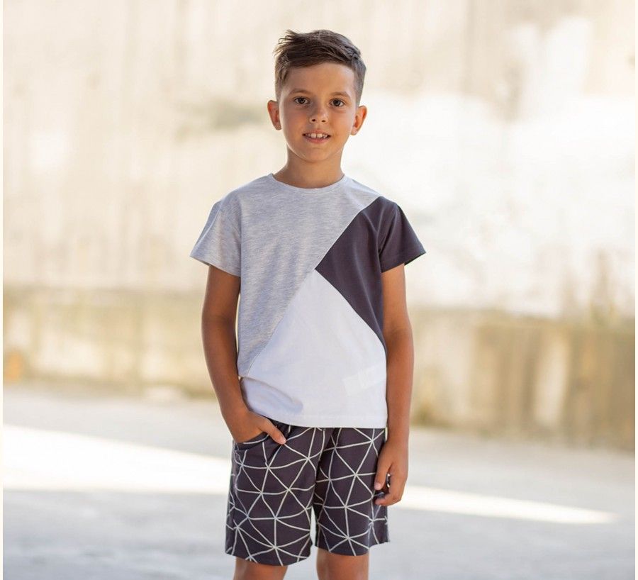 Дитяча футболка Гарний Стиль для хлопчика сіро - біла