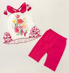 Літній костюмчик для дівчинки Квітковий Мікс туніка + лосіни, 92, Супрем