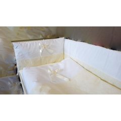 Бортики з постіллю Карамель + ковдра + подушка, Молочний, 90х110 см, бортики з постіллю