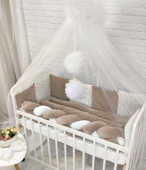 Дитячий комплект постільної білизни в ліжечко для новонароджених з балдахіном Перлина сірий