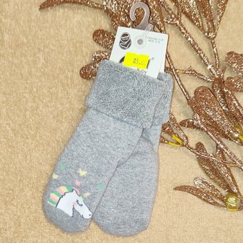 Детские махровые носки Единорог серые