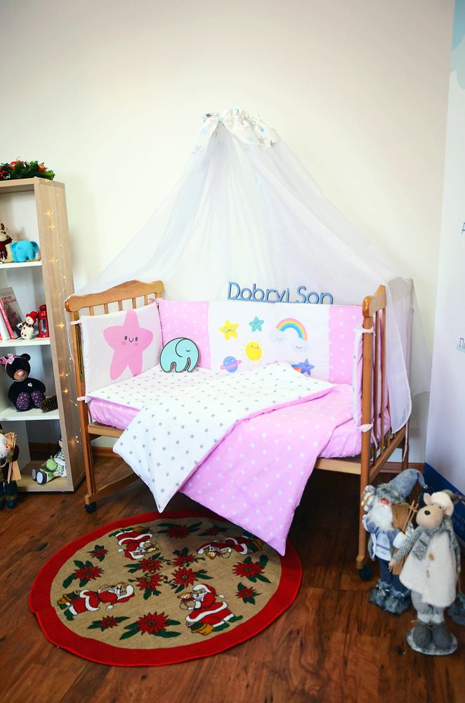 Спальный комплект для новорожденных в кроватку Звездные Сны, без балдахина