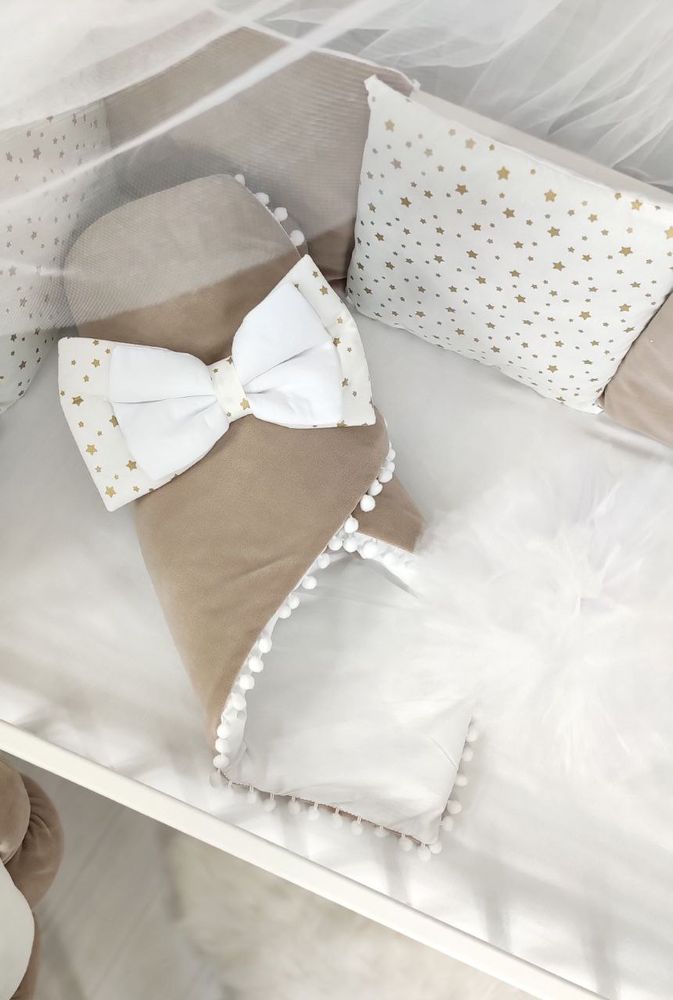 Комплект в кроватку новорожденным с балдахином Жемчужина серый, с балдахином
