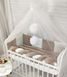 Дитячий комплект постільної білизни в ліжечко для новонароджених з балдахіном Перлина сірий