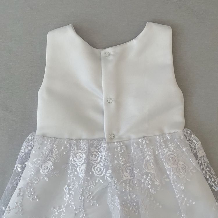 Нарядное платье Ажурне для малышки атлас + гипюр белое, 80, Кулир