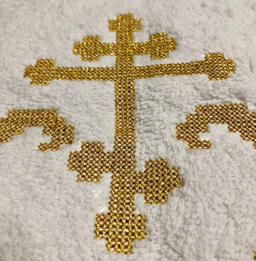 Махровая Крыжма полотенце Золото для крещения 140 * 70 см