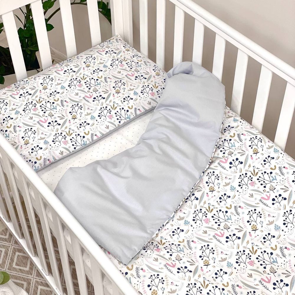 Змінний комплект постільної білизни у ліжечко для новонароджених Скандинавські бутони (підковдра, наволочка, простирадло)