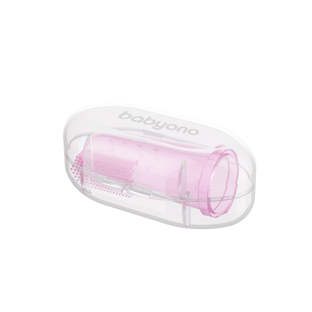 Зубна щітка на палець з масажером для ясен рожева + футляр, Рожевий