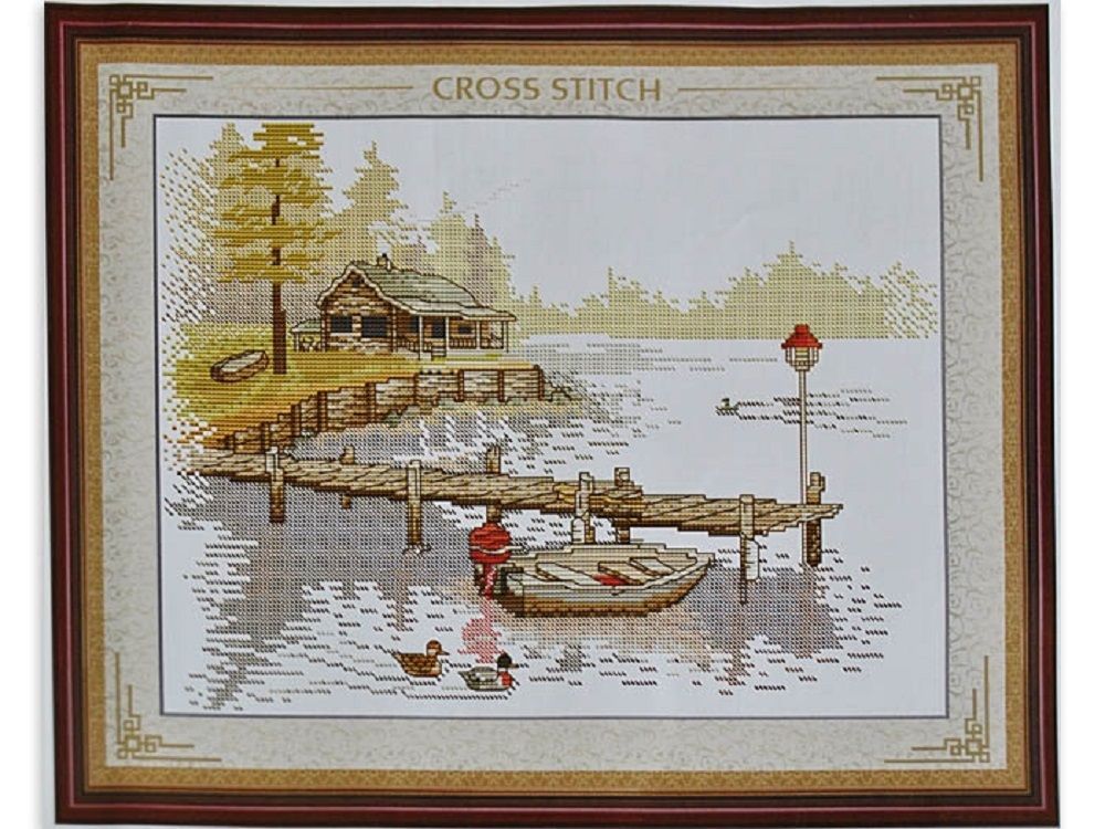 Набори для вишивання хрестом з малюнком на канві 47х37 Ранок на річці