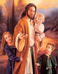 Алмазная мозаика на подрамнике икона Иисус и дети