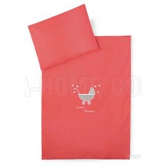 Постельное белье в коляску с вышивкой СЛАДКИЕ МЕЧТЫ красный фото, цена, описание