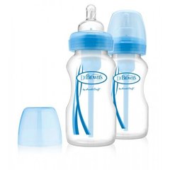 Дитяча пляшечка для годування з широкою шийкою, 270 мл, колір блакитний, 2 шт. в упаковці, Блакитний, 270 мл, З широкою шийкою