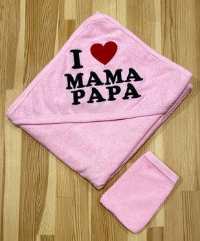 Рушник - куточок для купання Я люблю Маму та Папу рожеве