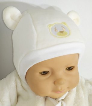 Утеплена велюрова шапочка УМКА для малюків і новонароджених молочна