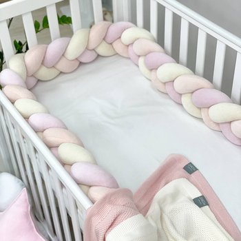 Бортик захист коса для дитячого ліжечка молочний персик рожевий 120, 220 чи 360 см