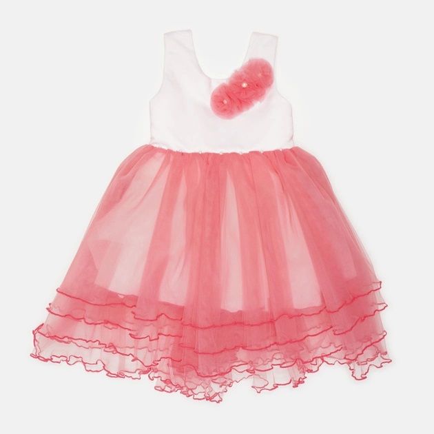 Нарядное платье Наталі для девочки коралловое, 98, Кулир, Платье