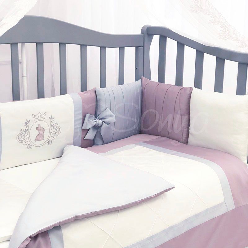 Спальний комплект для новонароджених із захистом Королівський пудра, без балдахіна