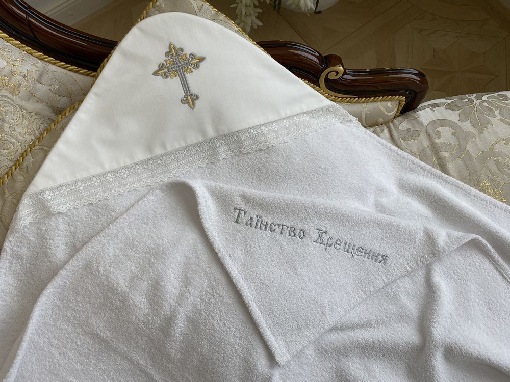 Махровая крыжма уголок на крещение + мешочек Luchezar, Махра, Всесезонное, 100х100см