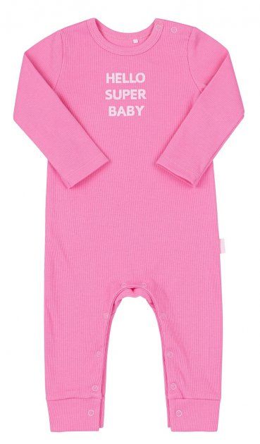Комбінезон Hello super Baby рожевий качкорса для новонароджених