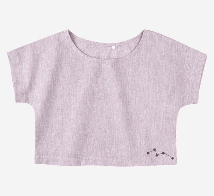 Дитяча льняна сорочка Зірочки для дівчинки сіра, 110, Льон