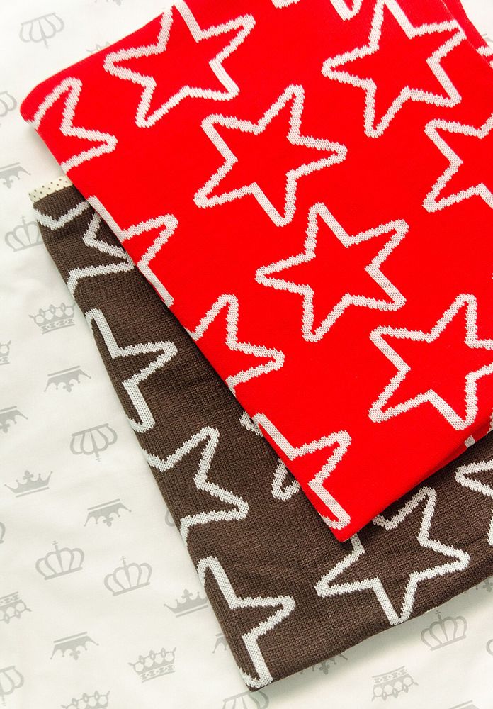 Конверт - одеяло Вязаные Звезды с бязью коричневый