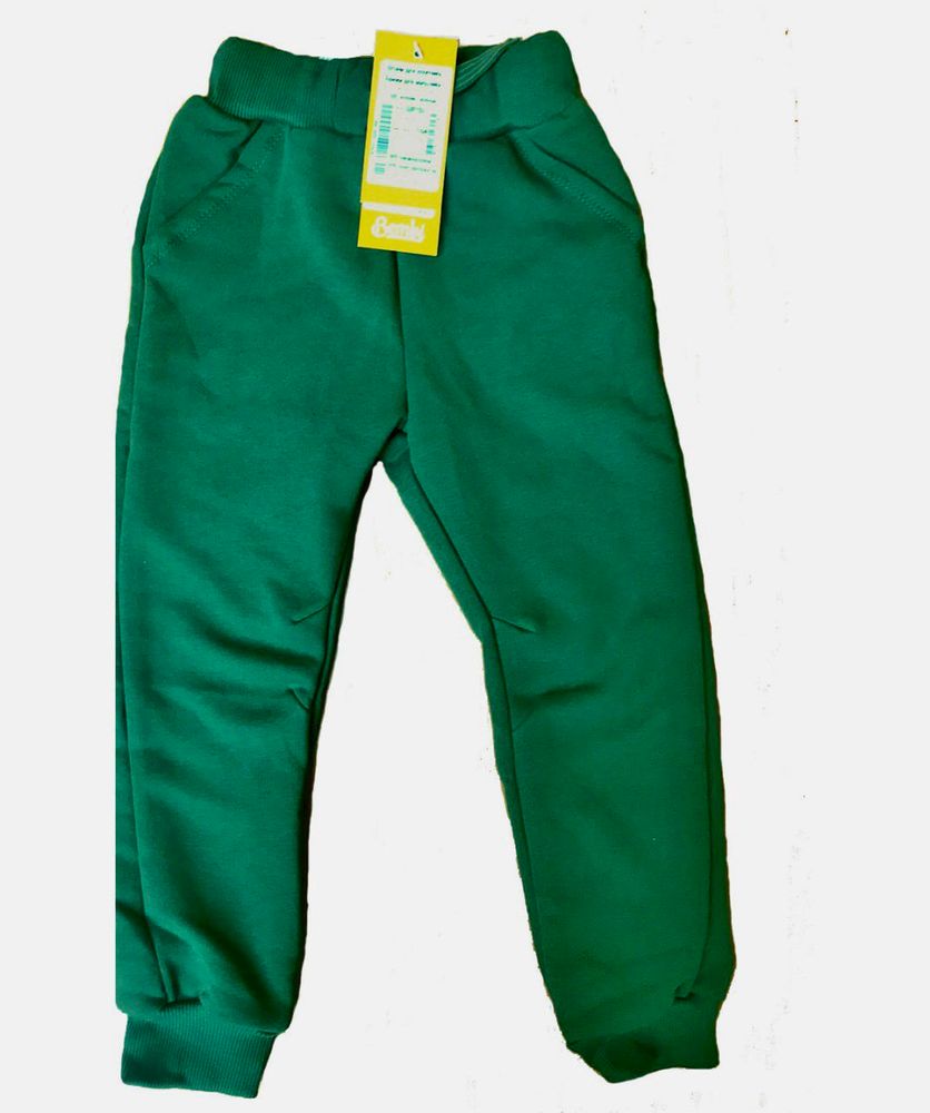 Теплые штаны Начес универсальные зеленые, 104, Трикотаж с начесом