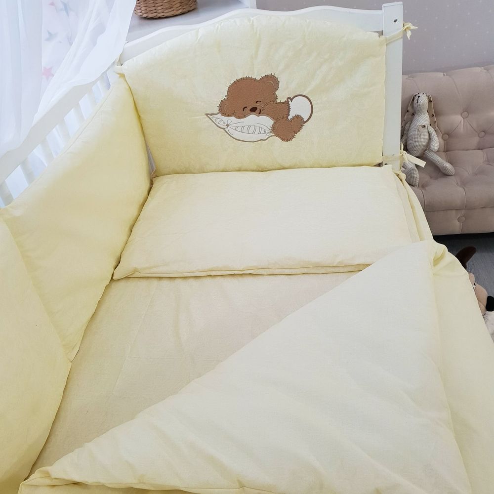 Комплект меблів Ведмедики для новонароджених з ліжечком маятник - ящик, Слонова кістка