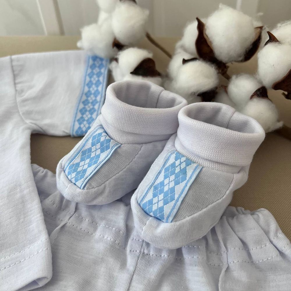 Празднечный комплект для малышей украшенный вышивкой и канвой Українець голубой