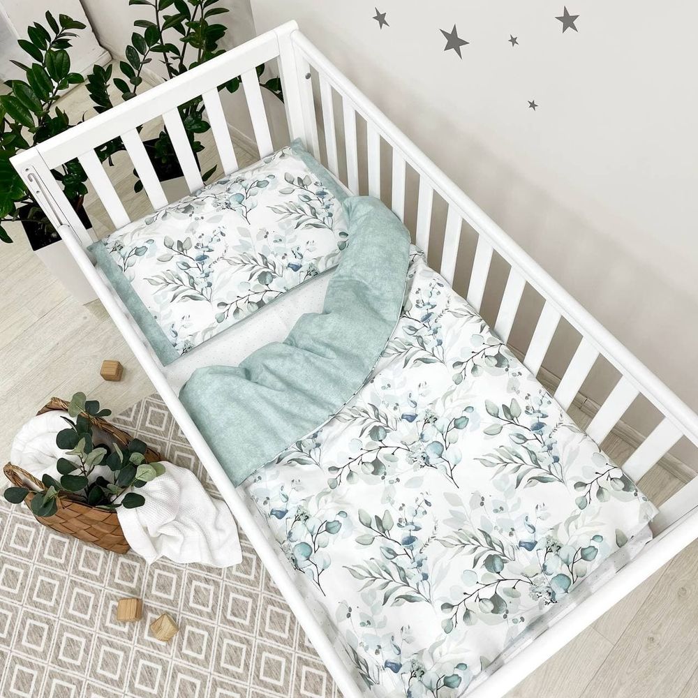 Сменный постельный комплект в кроватку для новорожденных Эвкалипт фото, цена, описание