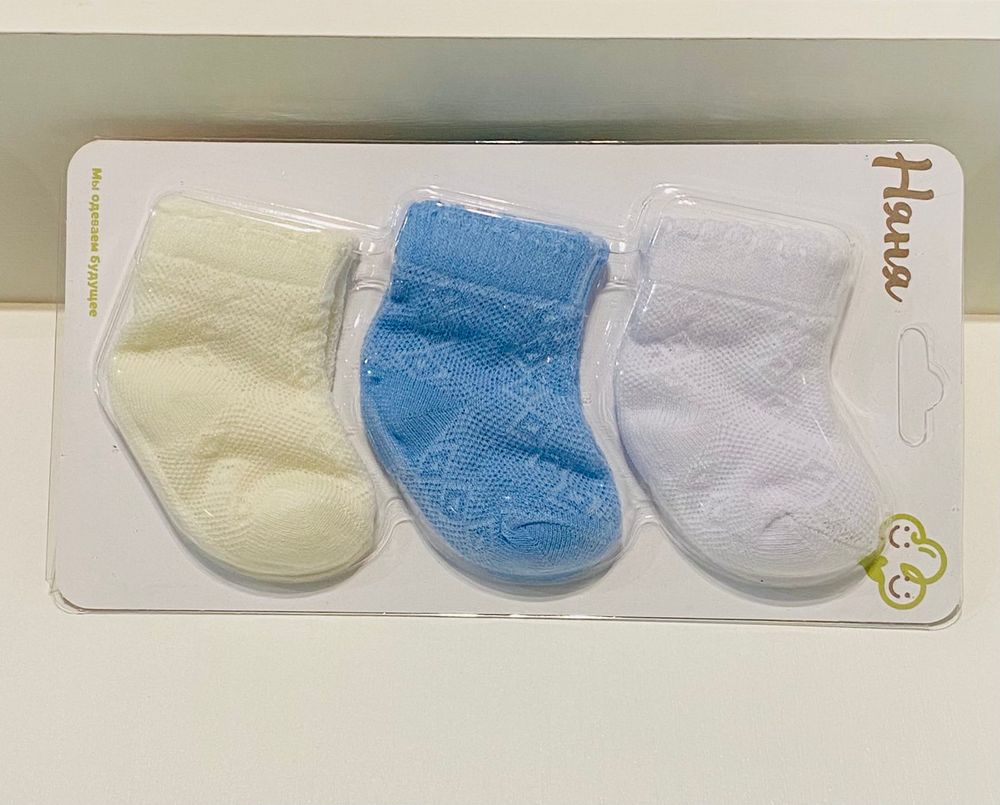 Носочки Ажур-3 для новорожденного 3 шт, 0-3 месяца