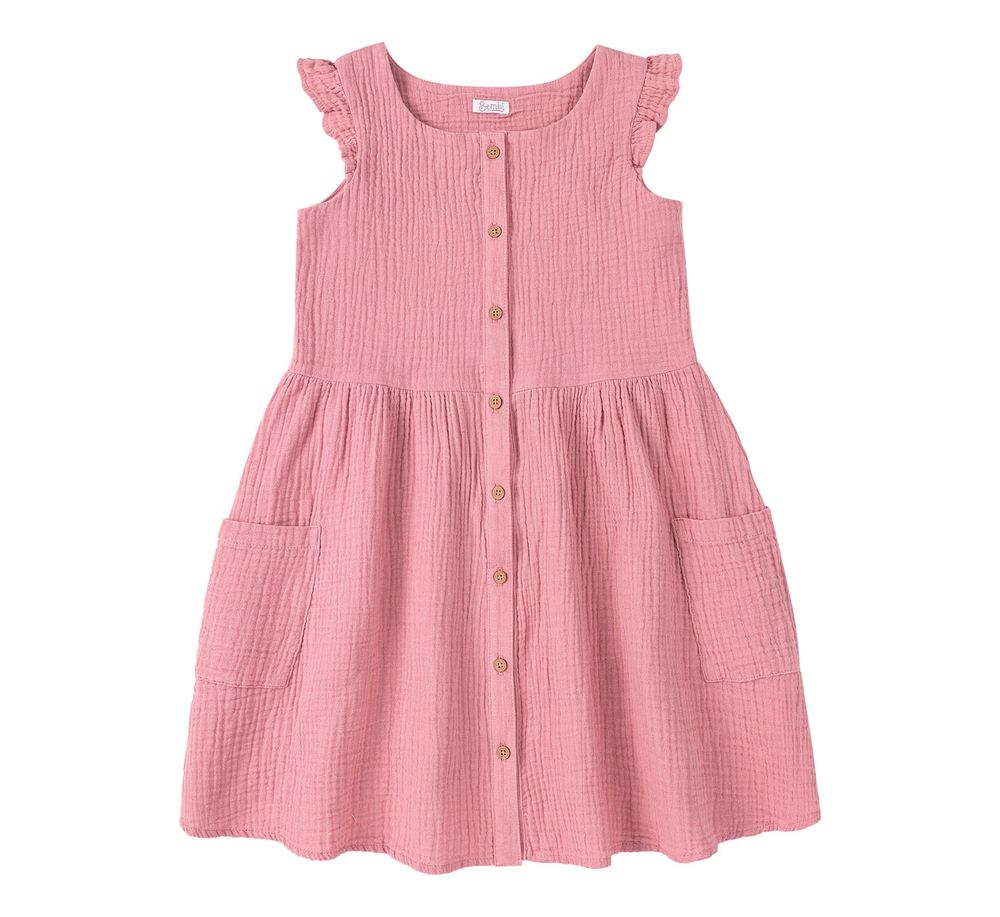 Літнє плаття для дівчинки СИРЕНЬ рожевий муслін