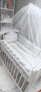 Постільний комплект для новонароджених Хмаринка Піке коса біла