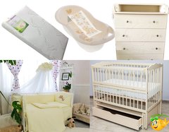 Комплект меблів Ведмедик для новонароджених з ліжечком маятник - ящик