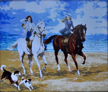Наборы для вышивания крестом с рисунком на канве 79х69 Horses