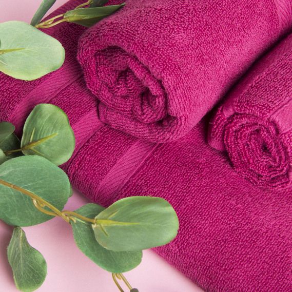Махровое полотенце Косичка 70 х 140 пурпурное, Розовый, 70х140